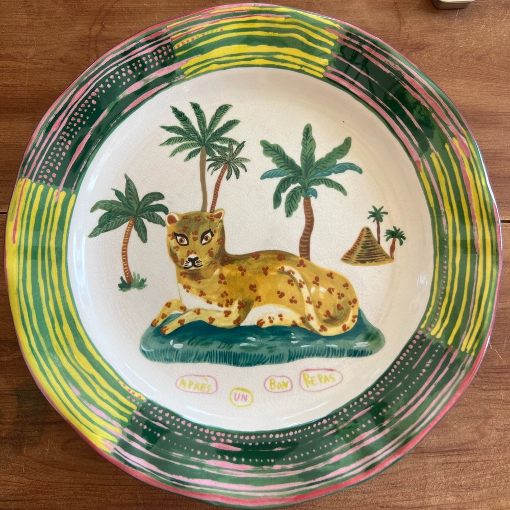 DISCONTINUED Anthropologie Nathalie Lete Leopard Plate 🐆 RARE